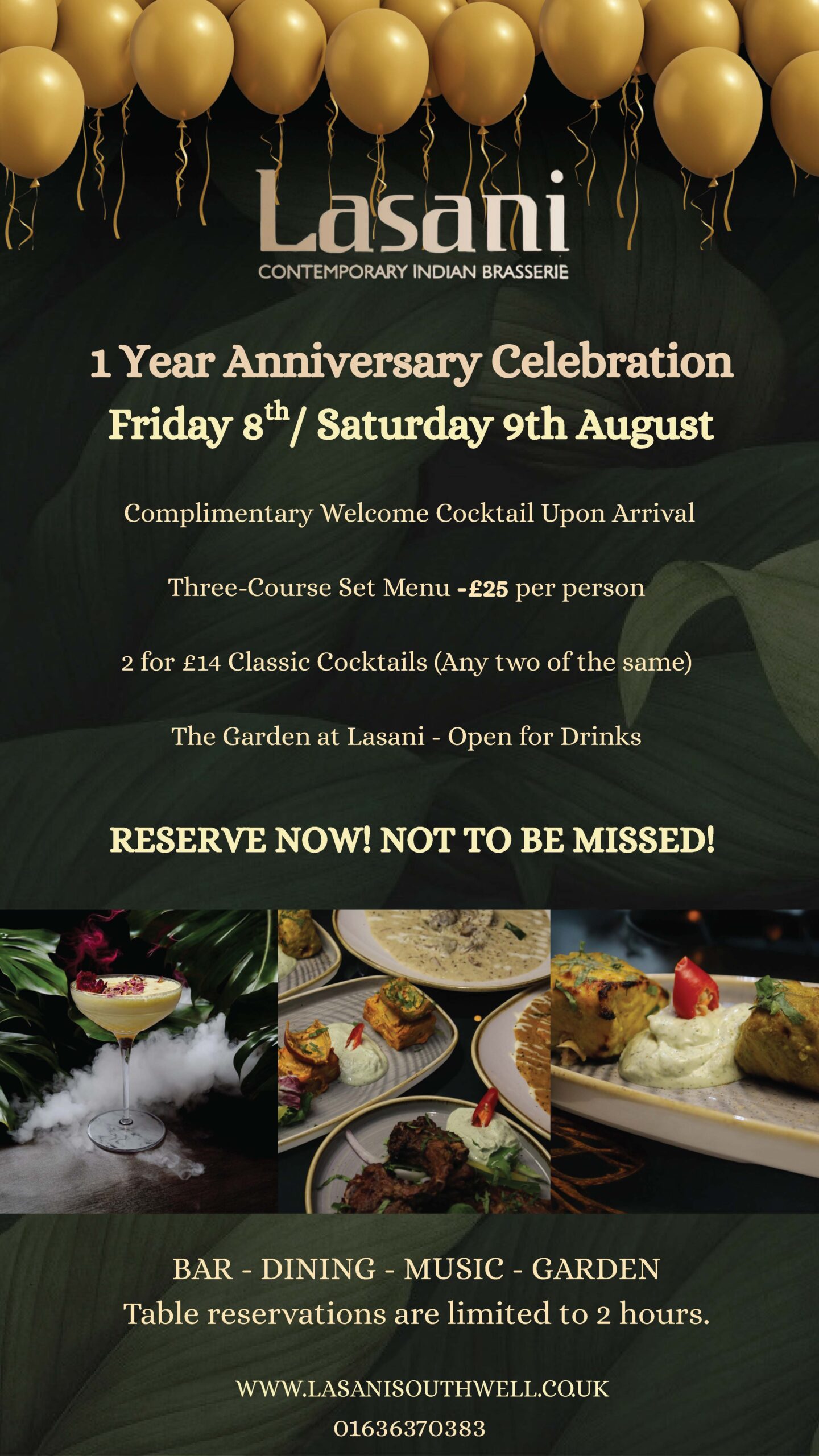 Make a reservation to our 1 year anniversary celebration on Friday 8th and Saturday 9th August.