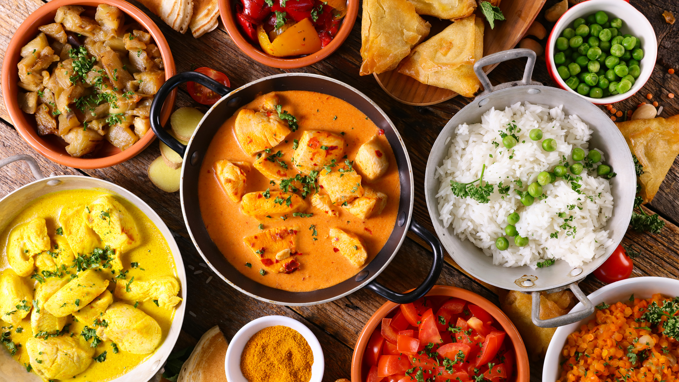 Assortment of indian food